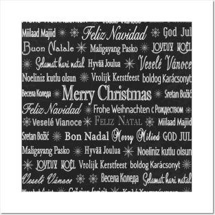 Merry Christmas In Different Languages Art Deco Pattern Design Posters and Art